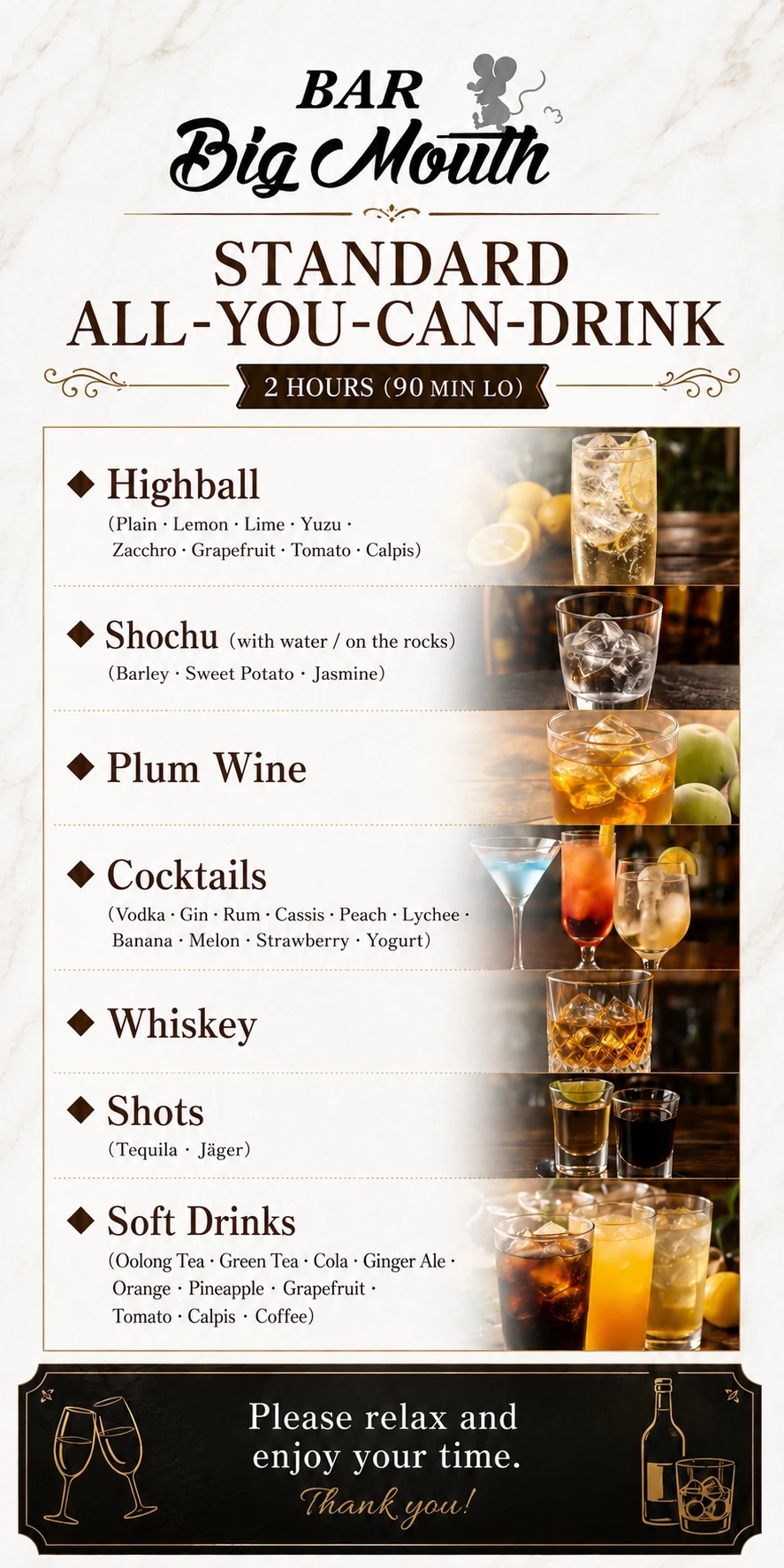 BAR Big Mouth menu