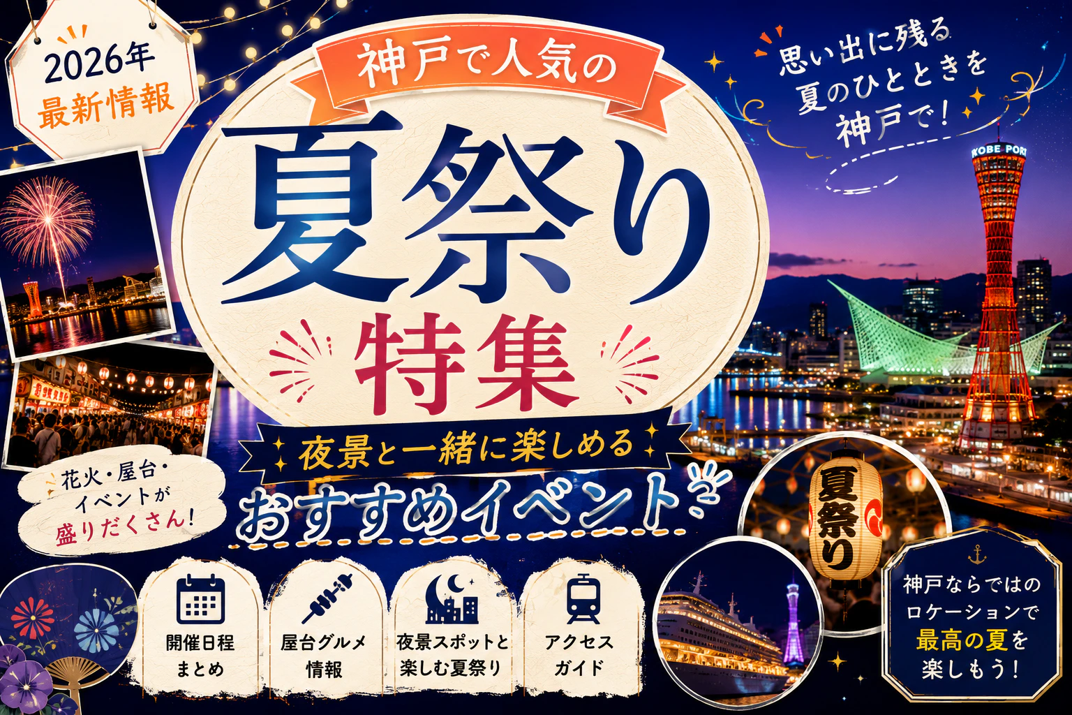 神戸で人気の夏祭り特集｜夜景と一緒に楽しめるおすすめイベント