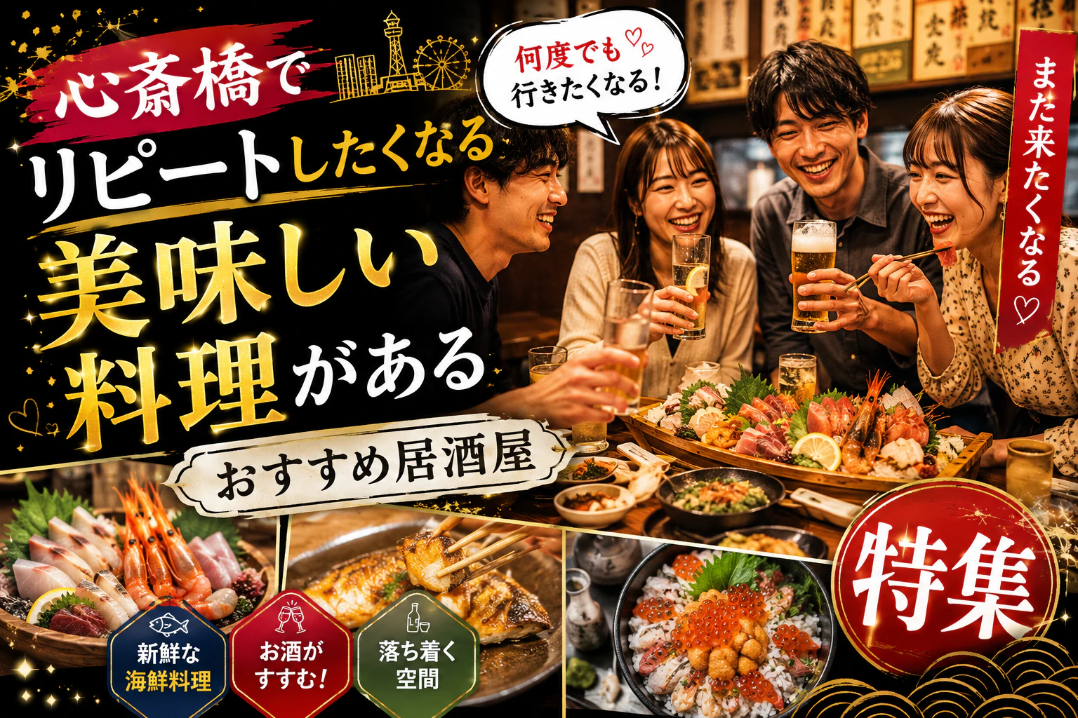 心斎橋でリピートしたくなる美味しい料理があるおすすめ居酒屋特集